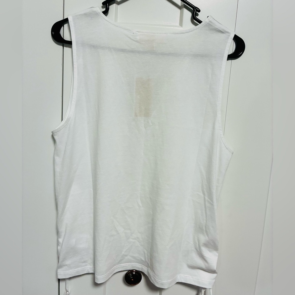 Michael Kors White Loose Fit Sleeveless Cutout Blouse - Size L - Picture 2 of 11